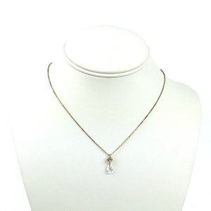 Vintage MONET Gold Clear Glass Small Tiny Teardrop Bead Tone Clear Rhinestone Delicate Rolo Chain Drop Charm Minimalist Necklace Pendant Set