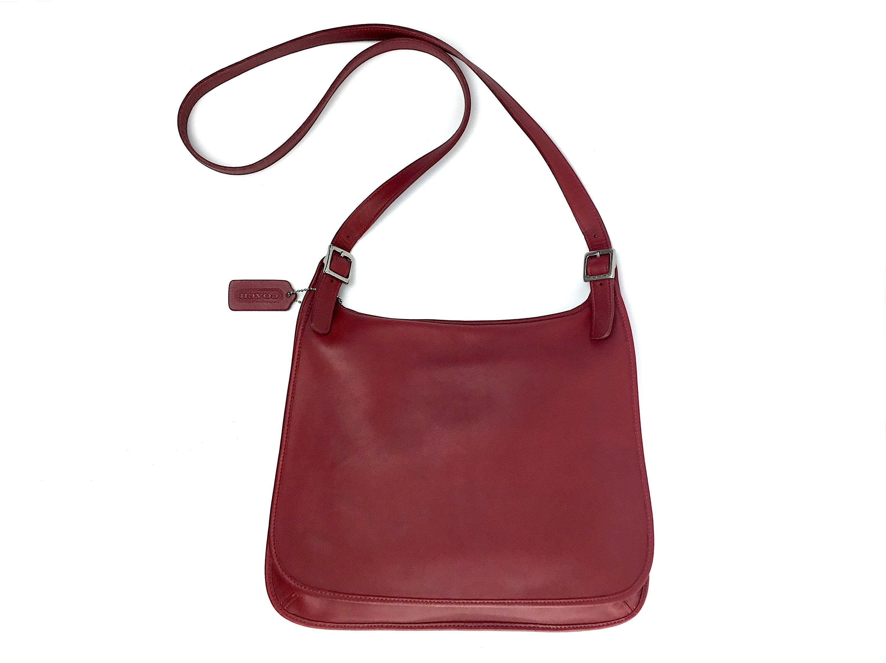 SALE Coach Dinky Bag in Red Leather and Brass Hardware Crossbody Strap  Style 9375 Made in the Factory in New York City VGC 