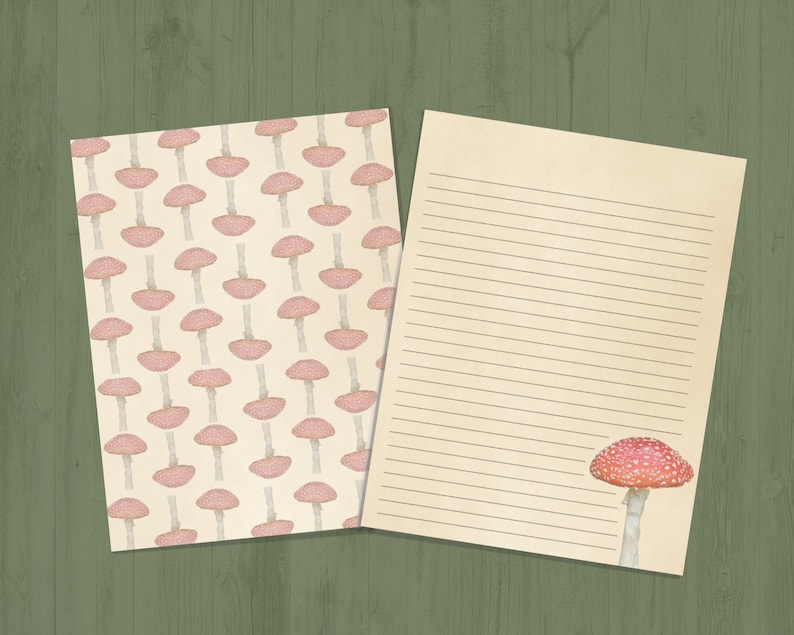 Mushroom Stationery Paper Etsy