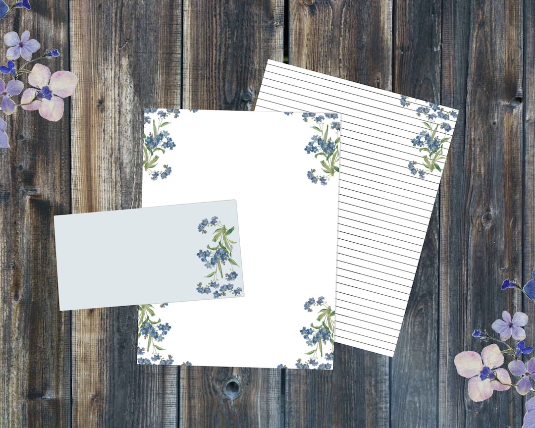 Forget Me Not Stationery Set-writing Paper-penpal-printable Stationery ...