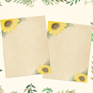 SunFlower Letter Writing Paper-Writing Set-Printable Stationery