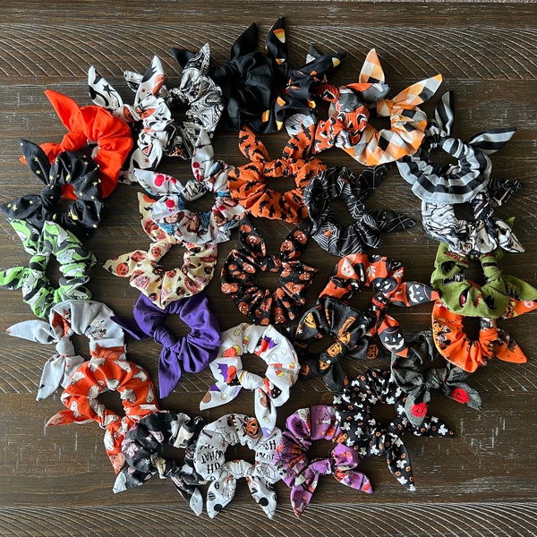 Halloween Scrunchies with Bow Halloween Hair Accessories Spooky Bow Scrunchies