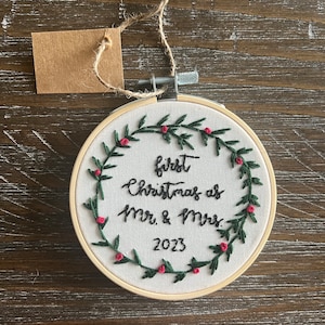First Christmas as Mr. & Mrs. 4” Embroidered Ornament