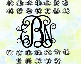 Vine Monogram Font svg, png, cdr, cut file for cutting machines, individual letters
