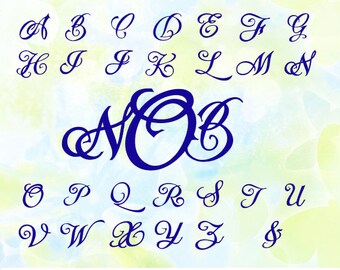 Font Monogram svg, dxf, eps, studio v3, jpg, png, file for Silhouette Cameo, Curio, cut file for cutting machines, instant download