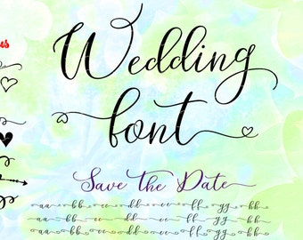 Wedding font svg, eps, cdr, cut file for cutting machines, individual letters, instant download