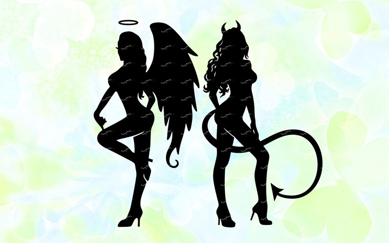 Engel und Teufel Mädchen 2 SVG DXF EPS Studio v3 Datei für