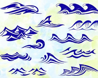 Waves svg, Studio v3, dxf, cdr, jpg, png, Cut file for cutting machines, plotter cut, instant download