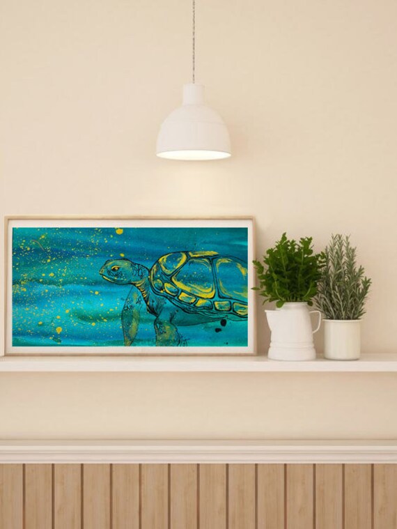 Turtle watercolor giclee art print walldecor wall art | Etsy