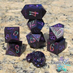Conjunto de dados Galaxy Splatter ~ Dados D&D ~ Dados RPG de mesa ~ Dados TTRPG
