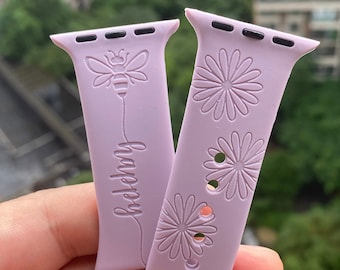 Be Happy Apple Watch Band 38 40 41 42 44 45 49 mm Personalized silicone Apple watch strap for Series 1 2 3 4 5 6 7 8 9 SE