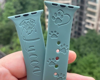 Dog Pet Apple Watch Band 38 40 41 42 44 45 49 mm Personalized silicone Apple watch strap for Series 1 2 3 4 5 6 7 8 9 SE