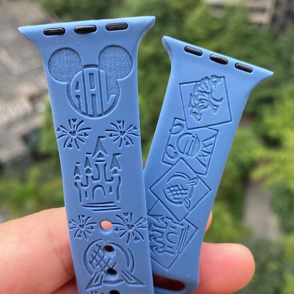 Disney Parks with custom Monogram Apple Watch Band 38 40 41 42 44 45 49 mm silicone Apple watch strap for Series 1 2 3 4 5 6 7 8 9 SE