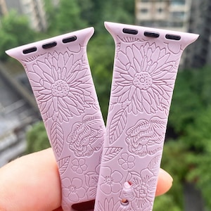 Vintage Flower Apple Watch Band 38 40 41 42 44 45 49 mm Personalized silicone Apple watch strap for Series 1 2 3 4 5 6 7 8 9 SE
