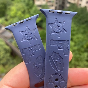 Police Apple Watch Band 38 40 41 42 44 45 49 mm Personalized silicone Apple watch strap for Series 1 2 3 4 5 6 7 8 9 SE