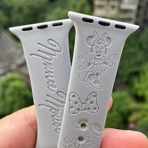 Disney Minnie and signature Apple Watch Band 38 40 41 42 44 45 49 mm Personalized silicone Apple watch strap for Series 1 2 3 4 5 6 7 8 9 SE