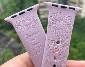 Sunflower Apple Watch Band 38 40 41 42 44 45 49 mm Personalized silicone Apple watch strap for Series 1 2 3 4 5 6 7 8 9 SE