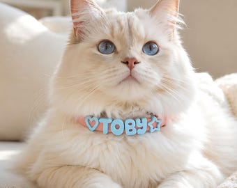 Personalized Pastel Puppy Collar/ Silicone Pet Collar/ Custom Name Dog Collar/ Cat Collar/ Christmas Gifts for Pet Lovers/ Pet Necklace