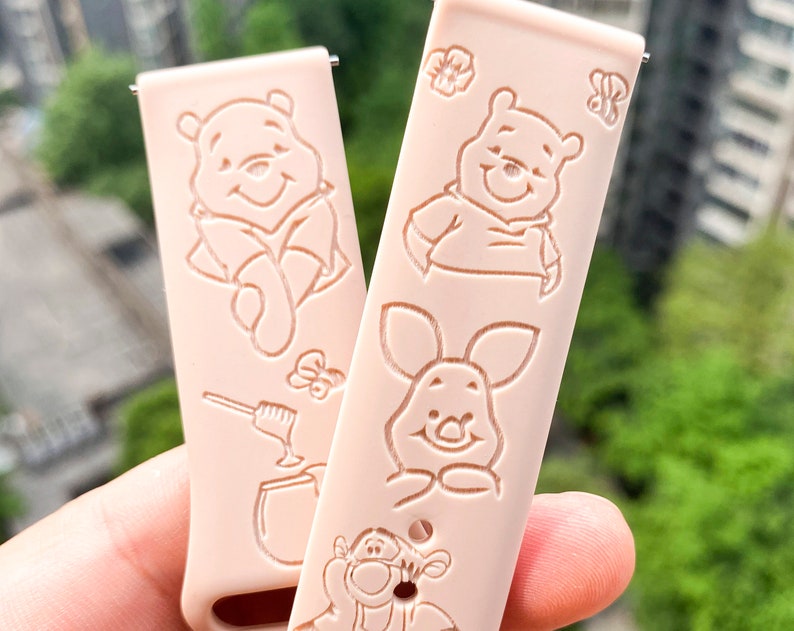 Winnie the Pooh silicone Samsung Galaxy Watch Band, Replacement watch strap, Personalized Fitbit versa 1 & 2 watch band image 1