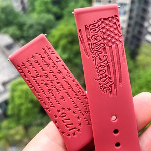 We the people 1776 American Flag silicone Samsung Galaxy Watch Band, Replacement watch strap, Personalized Fitbit versa 1 & 2 watch band image 1
