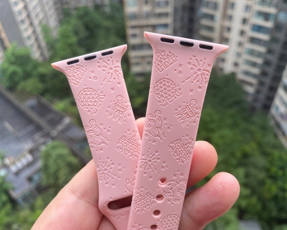 Engraved LV Silicone Apple Watch Band 38/40/41 / White