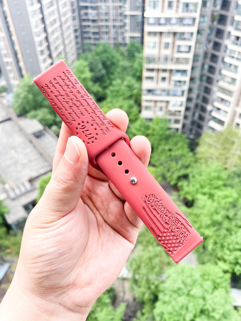 We the people 1776 American Flag silicone Samsung Galaxy Watch Band, Replacement watch strap, Personalized Fitbit versa 1 & 2 watch band image 7