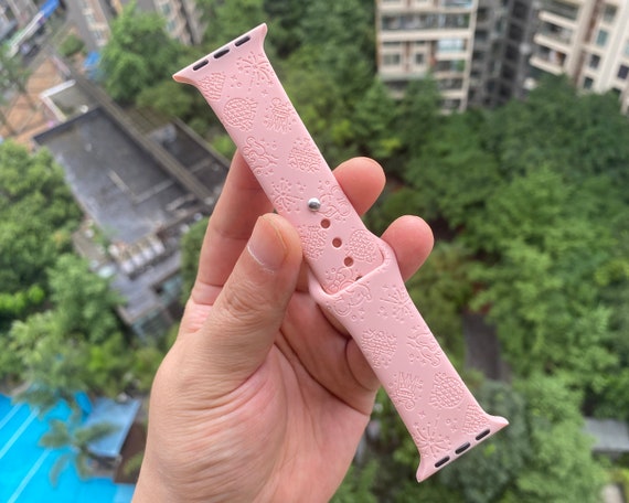 Engraved LV Silicone Apple Watch Band 38/40/41 / White