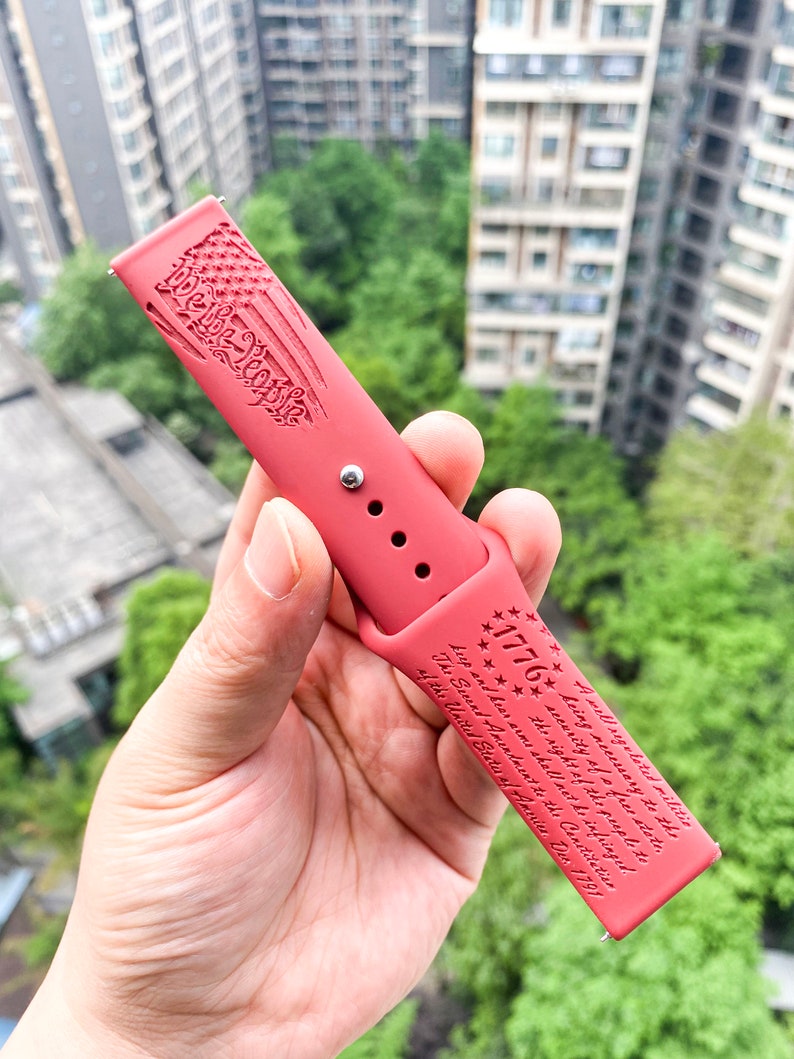 We the people 1776 American Flag silicone Samsung Galaxy Watch Band, Replacement watch strap, Personalized Fitbit versa 1 & 2 watch band image 6