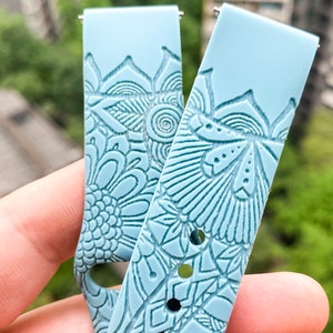 Mandala Flower silicone Samsung Galaxy Watch Band, Replacement watch strap, Personalized  Fitbit versa 1 & 2 watch band