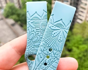 Mandala Flower silicone Samsung Galaxy Watch Band, Replacement watch strap, Personalized  Fitbit versa 1 & 2 watch band
