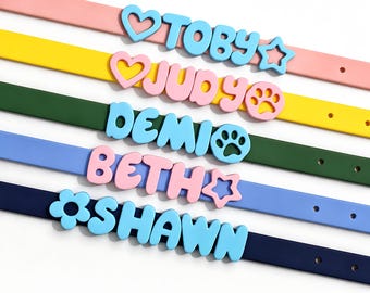 Collar personalizado en tonos pastel para cachorros / Collar de silicona para mascotas / Collar con nombre personalizado para perros / Collar para gatos / Regalos de bienvenida para mascotas / Regalos de Navidad para amantes de las mascotas