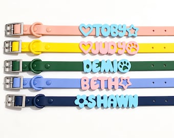 Collare per cani personalizzato con perline con nome/ Collare per cuccioli in silicone/ Collare per gatti color pastello/ Regalo personalizzato per animali domestici/ Collari per animali