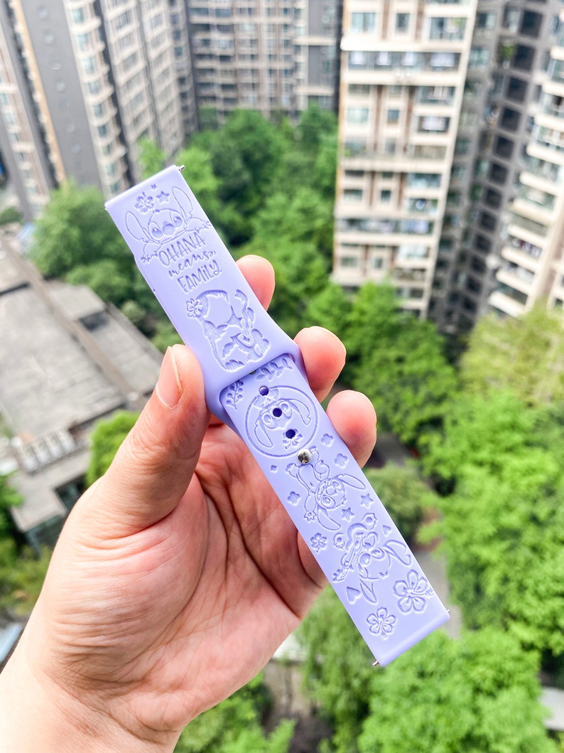 Stitch ohana means family silicone Samsung Galaxy Watch Band, Replacement watch strap, Personalized Fitbit versa 1 & 2 watch band image 4