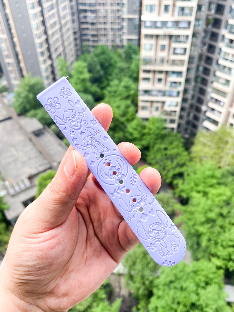 Stitch ohana means family silicone Samsung Galaxy Watch Band, Replacement watch strap, Personalized Fitbit versa 1 & 2 watch band image 5