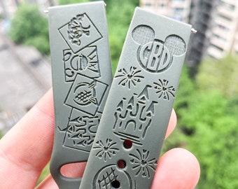 Disney Parks with custom Monogram silicone Samsung Galaxy Watch Band, Replacement watch strap, Personalized Fitbit versa 1 & 2 watch band