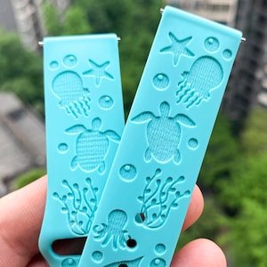 Summer marine seaside silicone Samsung Galaxy Watch Band, Replacement watch strap, Personalized  Fitbit versa 1 & 2 watch band
