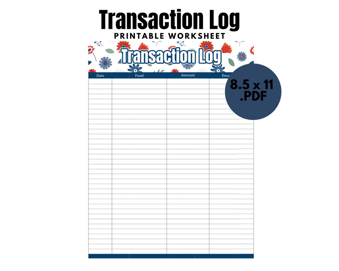 Transaction Log Printable Worksheet Patriotic Floral - Etsy