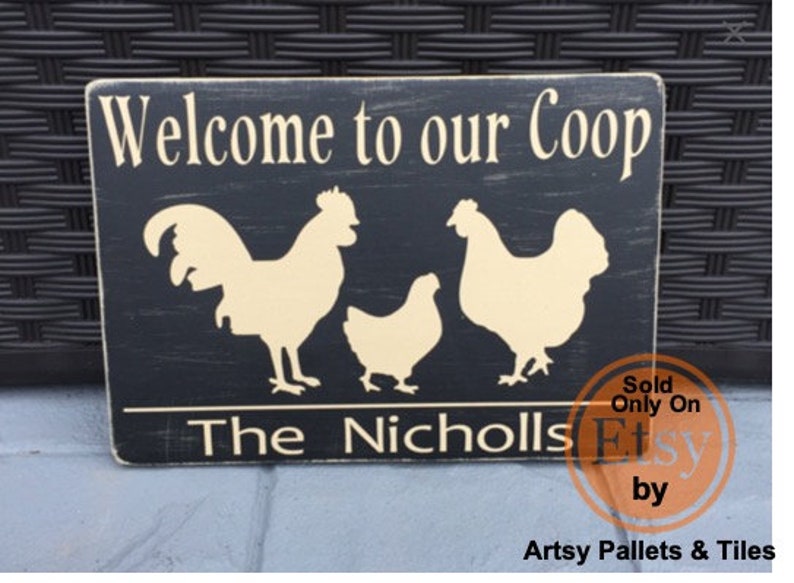 Personalized Chicken Coop Sign Chicken Sign Rooster Sign Welcome To Our Coop Sign Farmhouse Decor Chickenrooster Decor Hen House