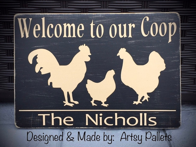 Personalized Chicken Coop Sign Chicken Sign Rooster Sign Etsy