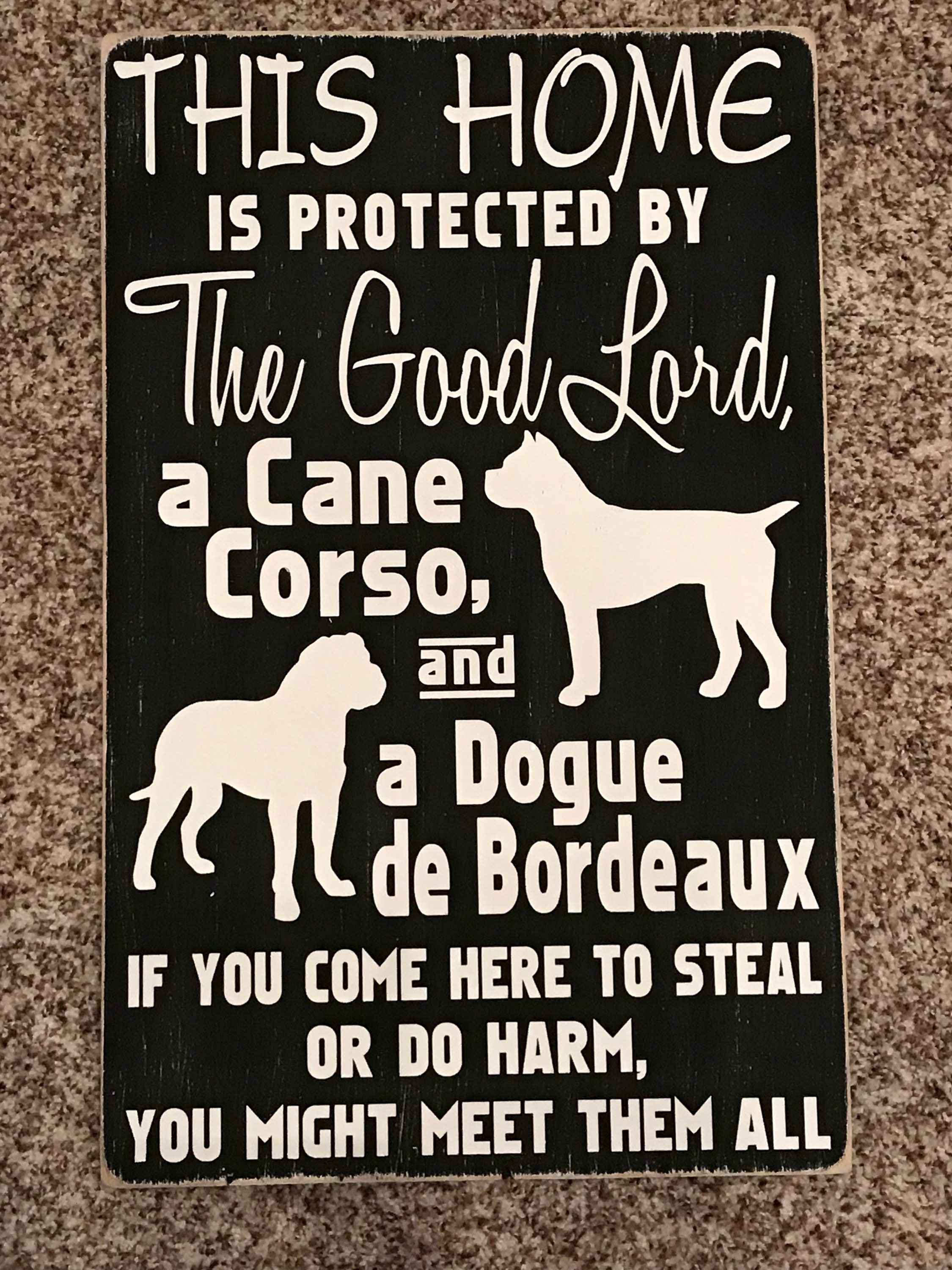 Cane Corso Wood Sign Home Protected by Sign/Wall Etsy