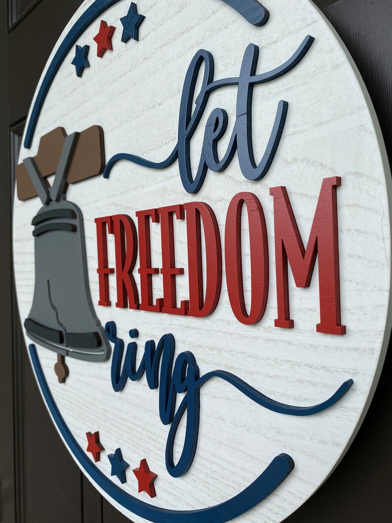 Patriotic, USA, Americana, Liberty Bellthemed Round Sign, Perfect to
