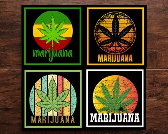 Colorful Gotta-Have Marijuna-Themed Ceramic Tile Coasters, Vivid Colors, Great Quality Weed Coasters and They Make Great Gifts, too!