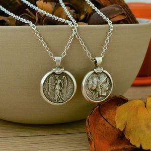 Replik von Alexander dem Großen Stater Münze Halskette, Nike & Athena griechischen Göttinnen, Medaillon Halskette, Tribal Ethnic Layering Schmuck
