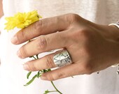 Bohemian Silver Earth Statement Ring, World Map Ring, Silver Adjustable Ring,Globe Ring, Earth Ring,World Map,Ring Candy, US Ring Size 6.5-7
