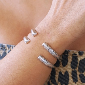 Antique Silver TRIBAL Style cuff: Stacking Layers bracelets bangles, Bohemian Chunky Ethnic Engraved Symbols Minimal Jewellery, Gift for her