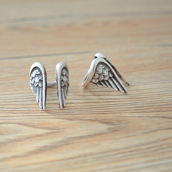 Bohemian Silver Angel Wings Ring, Boho Silver Rings, Angel Wings Jewellery, Christmas Gift for Women, Gypsy Silver animal rings, Ring Candy