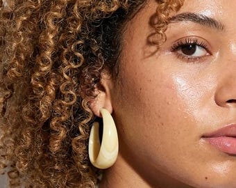 Large Acrylic Hoop Earrings: Oversized Resin Statement Hoops, Pink/ Yellow Hoop Earrings, Lightweight Earrings, Bold Summer Jewelry