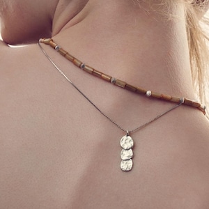Silver Hammered Coin Pendant Necklace: Bohemian Stacking Handmade, Asymmetrical & Natural timeless Jewelry, Shop Fine Unique Jewelry Online