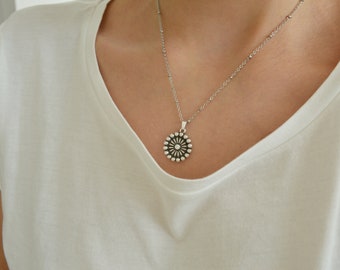 Lotus Flower Necklace Connector Charm Silver Chain Bohemian Floral Flowers Girly