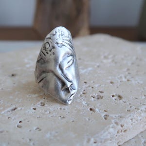 Replica of Archaeological Finds Ring Jewellery, Archaeological Face Ring, Adjustable Stackable Silver Statement Ring, Ancient Greek Jewelry